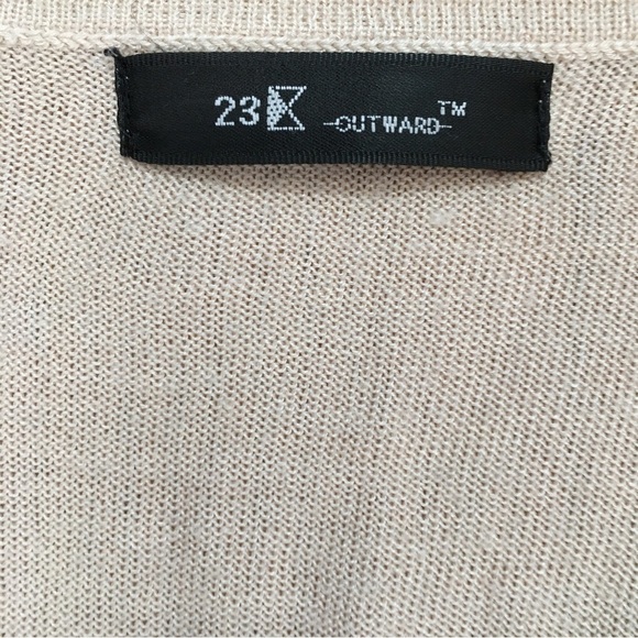 Vintage 23 Outward Cashmere and Wool Blend V-neck Cream Sweater - Picture 14 of 16